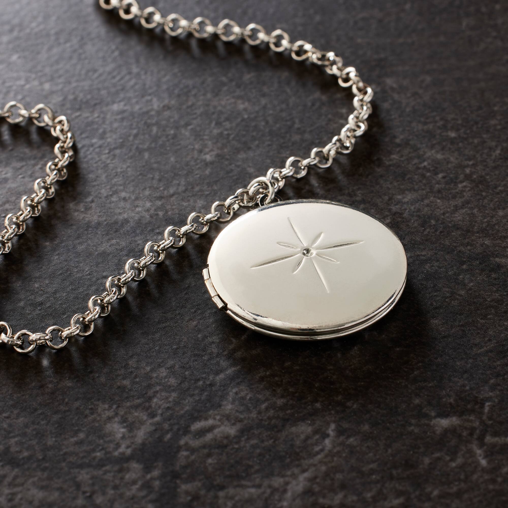 Silver Starburst Circle Locket by Bead Landing™